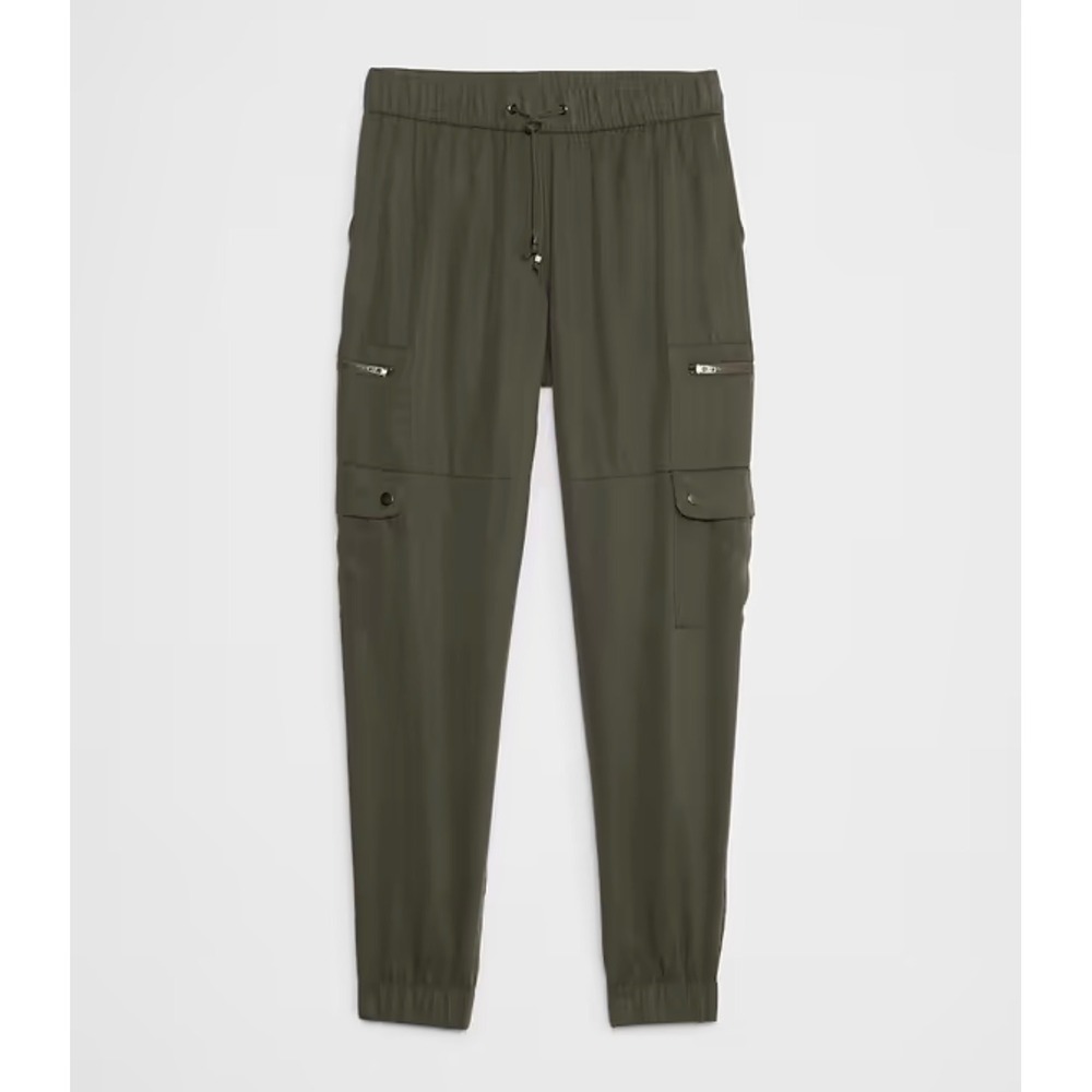 Banana Republic Womens Tencel Cargo Jogger Pants Steel Green Size L 28 Inseam